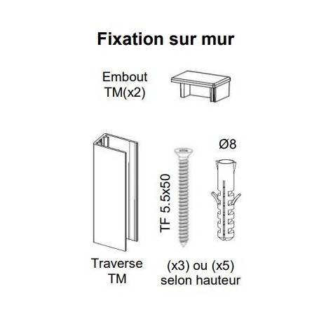 Traverse mural + kit fixation mur + embouts