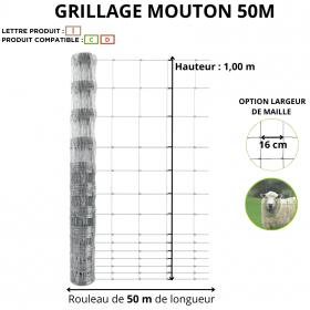 Grillage à Mouton ROULEAU DE 50 M