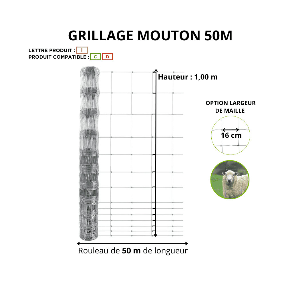 Grillage à Mouton ROULEAU DE 50 M Grillage à Mouton ROULEAU DE 50 M