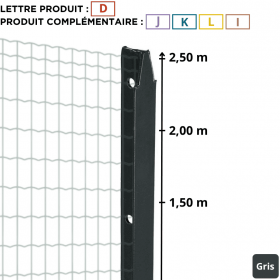 Piquet Poteau en T - Gris 7016